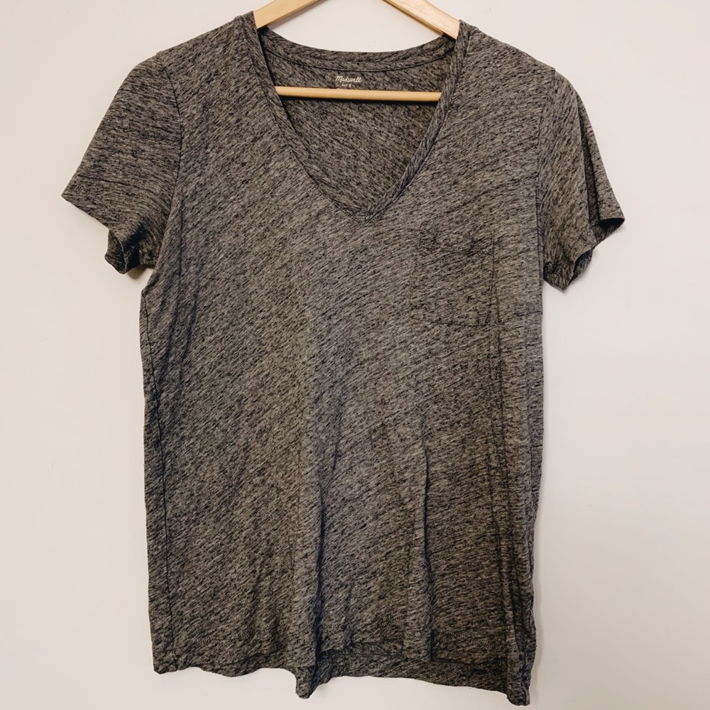 Madewell Whisper Cotton V-Neck Pocket Tee heather